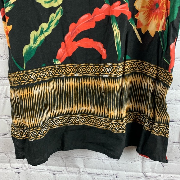 VINTAGE MARLA KIM Tunic Black with Tropical Print - Picture 2 of 7